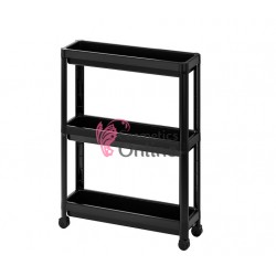 Etajera din plastic cu rotile si 3 polite model V4, culoare neagra